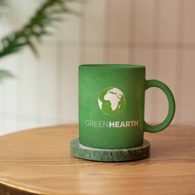 GreenHearth green ceramic mug