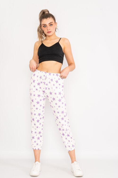 Purple drawstring star design trousers