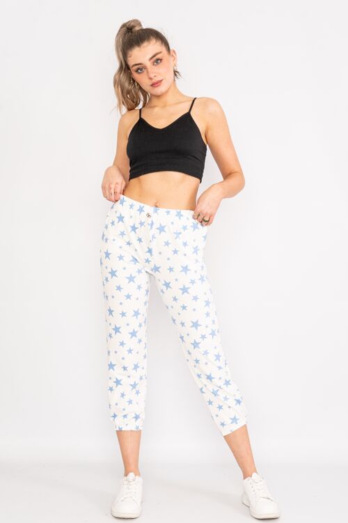 Blue drawstring star design trousers