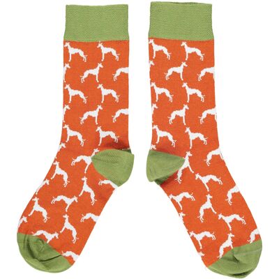 Women's Organic Cotton Crew Socks - whippets orange