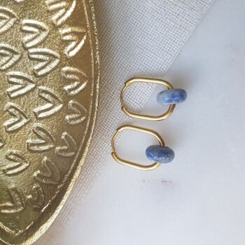 Boucles d'oreilles duty Jaspe bleu 2