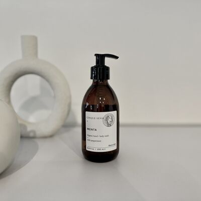 Jabón líquido para manos y cuerpo de menta orgánica (250 ml)