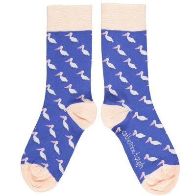Women's Organic Cotton Crew Socks - pelicans blue