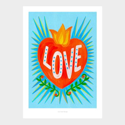 Corazón de amor mexicano A5 | Cartel de ilustración Lámina artística