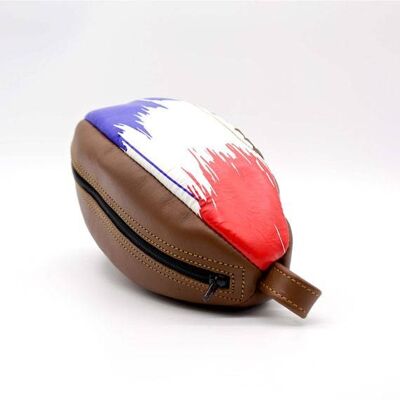 Customizable color rugby ball toiletry bag
