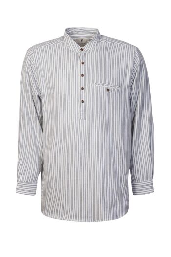 Chemise Grandfather Homme Flanelle Bleu Ivoire Stripe (LV2) 4