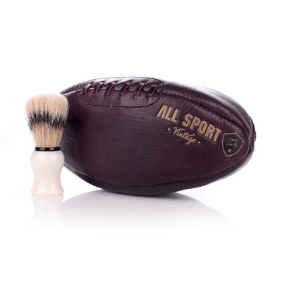 Borsa da toilette vintage in pelle per pallone da rugby