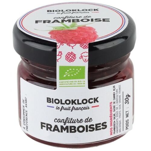 Confiture de Framboises Bio 57% fruits 30g - Colis de 36 pots