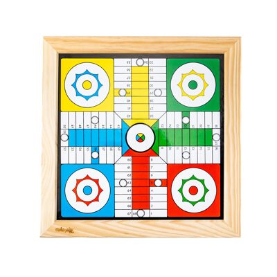 Parcheesi and 'LA OCA' game with wooden accessories