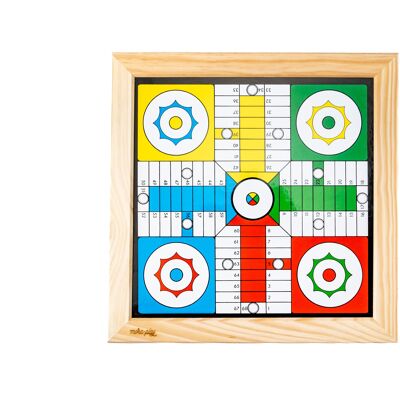 Parcheesi and 'LA OCA' game with wooden accessories