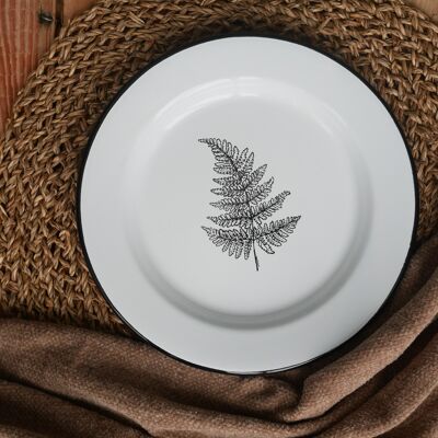 Outdoor Tableware Enamel Plate Drawing Fern