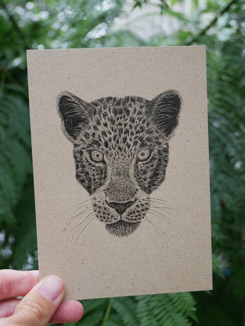 Postkarte Graspapier Leopard