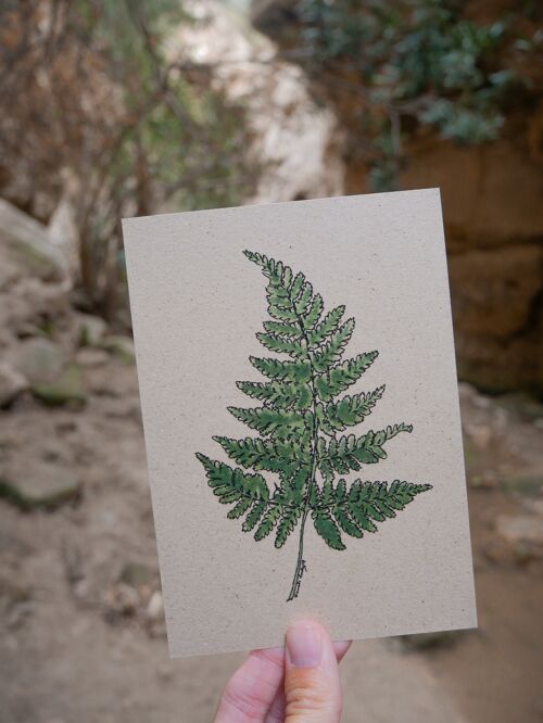 Postkarte Graspapier grüner Farn