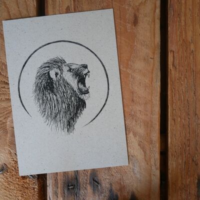 Postcard drawing lion