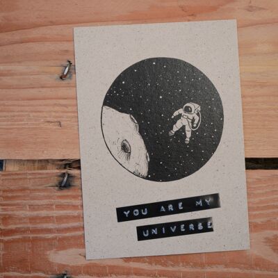 Carte postale Saint Valentin Tu es moi univers