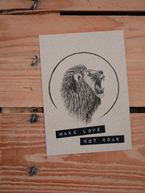 Postkarte Make love not roar