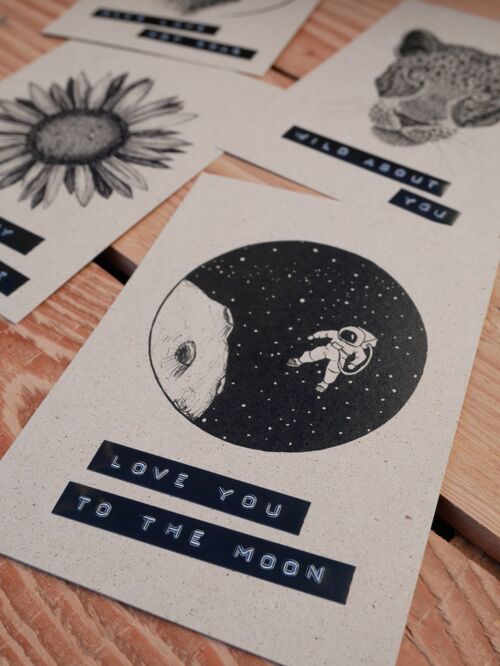 Valentinstag Postkarte Love you to the moon