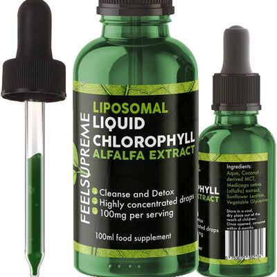Clorofilla liquida liposomiale | Tecnologia liposomiale avanzata | Assorbimento ottimale | Flacone contagocce da 100 ml