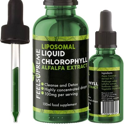 Chlorophylle liquide liposomale | Technologie liposomale avancée | Absorption optimale | Flacon compte-gouttes de 100 ml