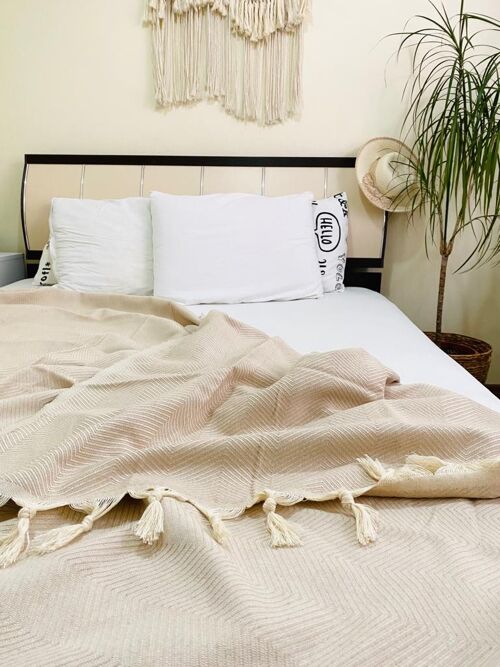 Handmade blanket "Ayvalik" - beige