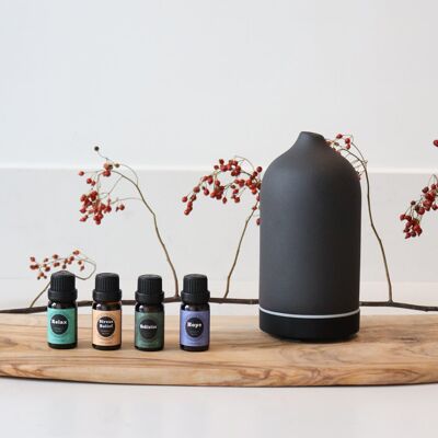 Diffusore di aromi Life of Bay® - Aromaterapia - Diffusore di aromi - Ceramica - Nero profondo - Set