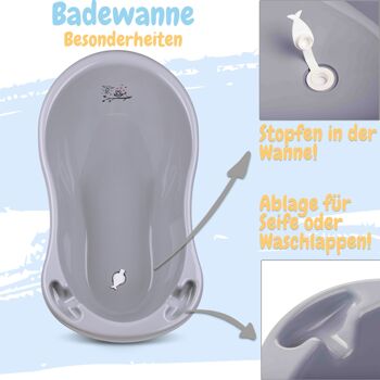 Baignoire 86cm avec bonde (testée Tüv) grise 3