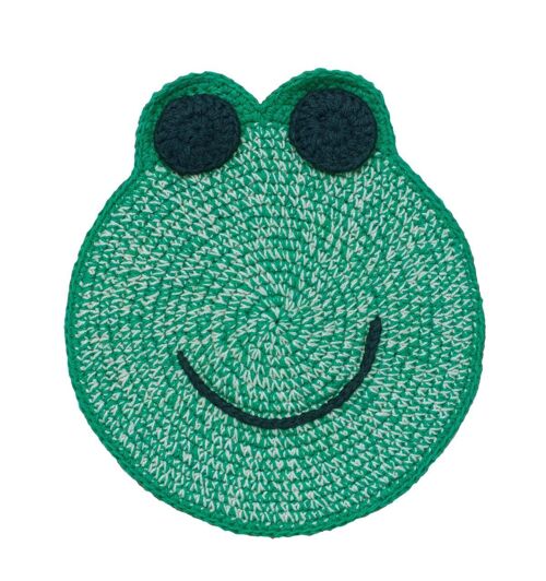 sustainable frog flat with crackling sound - rattle - organic cotton - green - crisp cloth - hand crocheted in Nepal - crochet frog cuddle with sound