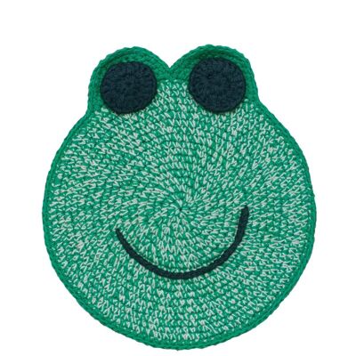 sustainable frog flat with crackling sound - rattle - organic cotton - green - crisp cloth - hand crocheted in Nepal - crochet frog cuddle with sound