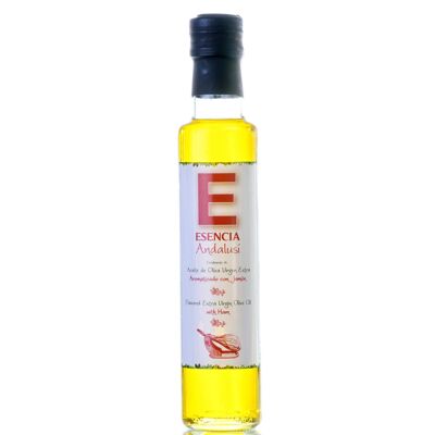 Mit nativem Olivenöl extra aromatisiertes Öl mit Serrano-Schinken
