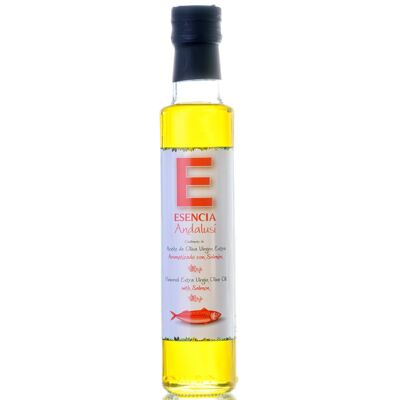 Mit extra nativem Olivenöl mit Lachs aromatisiertes Öl