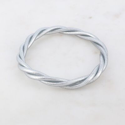 Bracciale rigido buddista attorcigliato taglia L - Argento