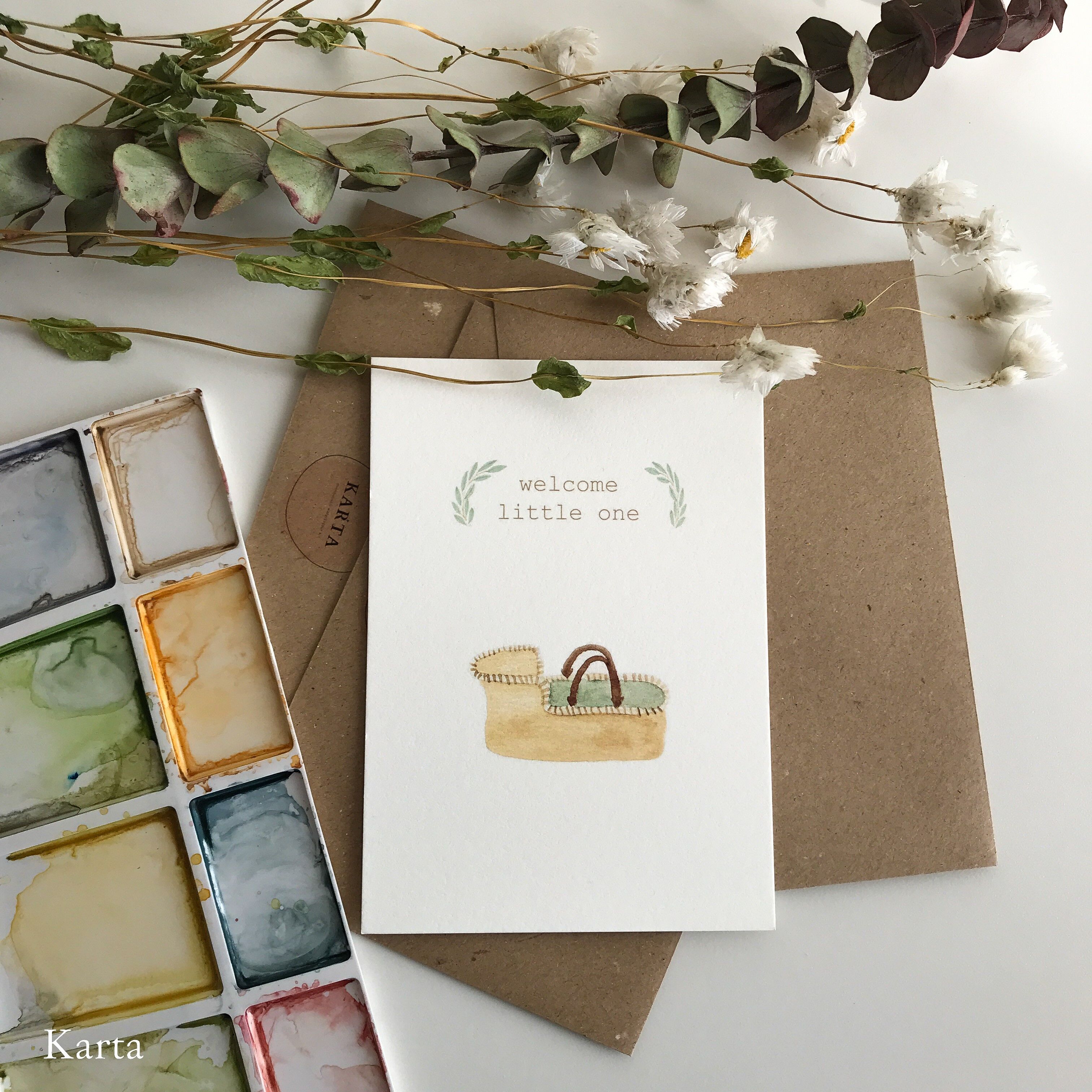 Biglietto d'auguri - cestino di Mosè