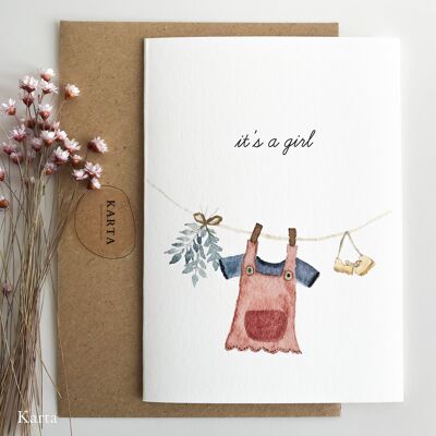 Greeting card - clothesline with dress