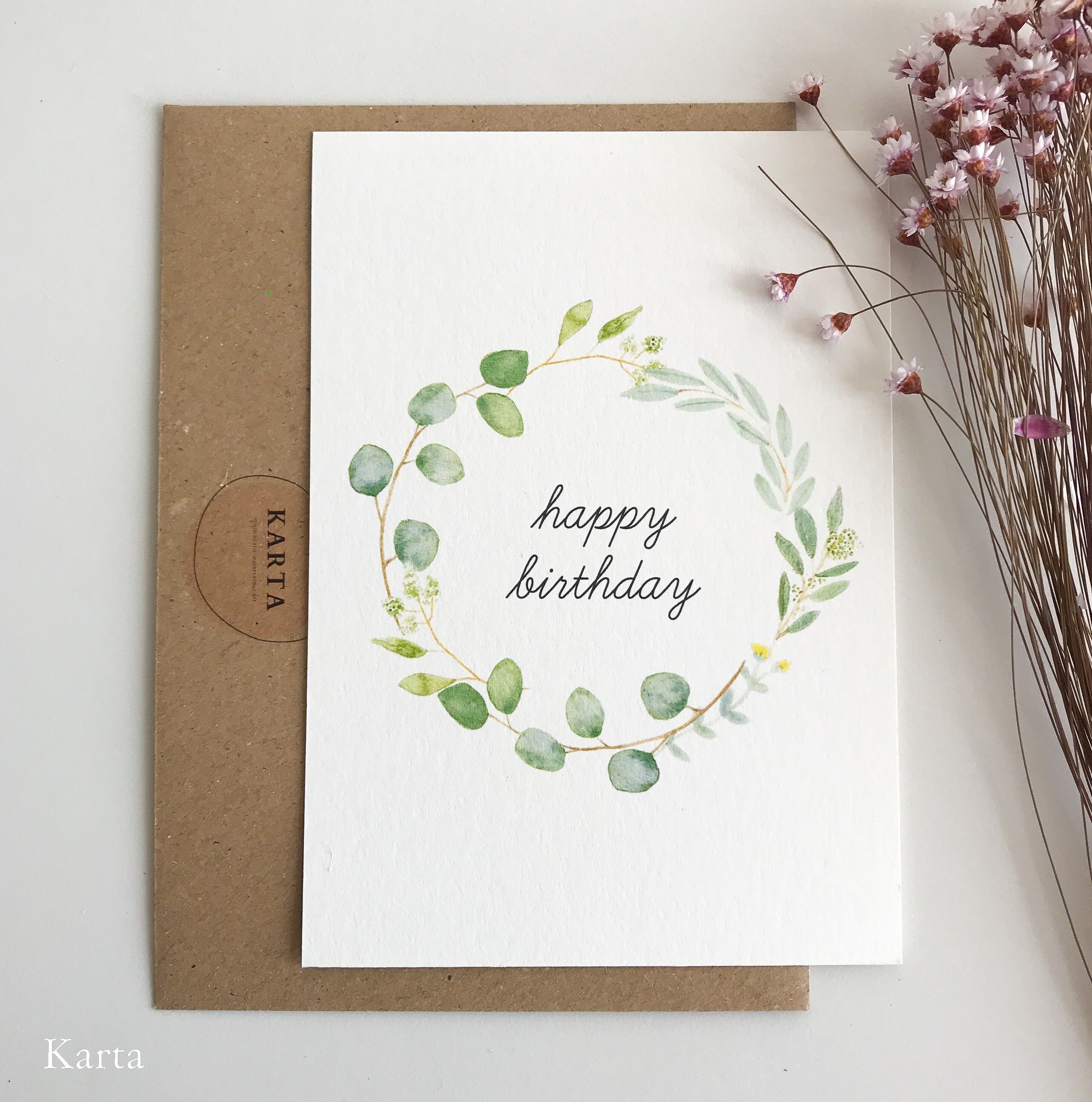 Biglietto d'auguri - ghirlanda di eucalipto