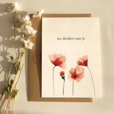 Funeral card - Poppies