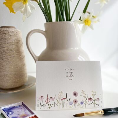 Greeting card Mother's Day - pink flower meadow