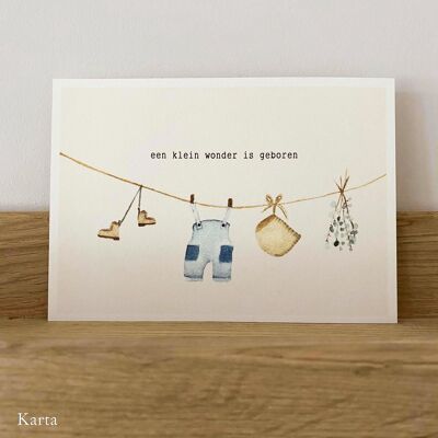 Greeting card - clothesline with salopette