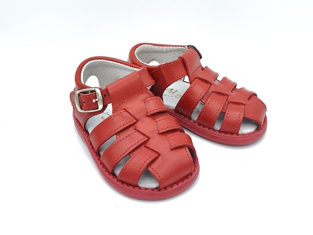 Sandale premiers pas à lanières rouge