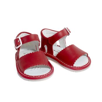Sandale unie pour bébé rouge 1