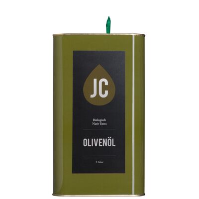 Aceite de oliva JC - Bote de 3 litros - Aceite de oliva virgen extra BIO de primera calidad - Grecia, Kalamata (DOP)