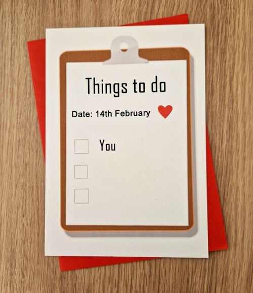 Funny Valentine's Day Card - Things to do checklist