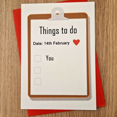 Tarjeta divertida del día de San Valentín - Lista de verificación de cosas que hacer