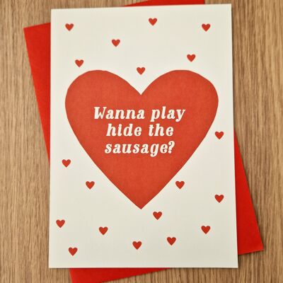 Lustige unhöfliche Valentinstagskarte - Verstecken Sie die Wurst