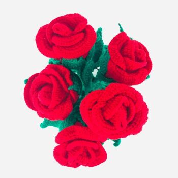 rose rouge durable - 1 pièce de rose - laine douce - crochetée à la main au Népal - bouquet de fleurs au crochet roses rouges 4