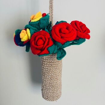 rose rouge durable - 1 pièce de rose - laine douce - crochetée à la main au Népal - bouquet de fleurs au crochet roses rouges 6