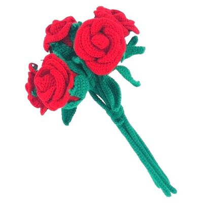 Rosa roja sostenible - 1 pieza de rosa - lana suave - tejida a mano a ganchillo en Nepal - ramo de flores de ganchillo rosas rojas