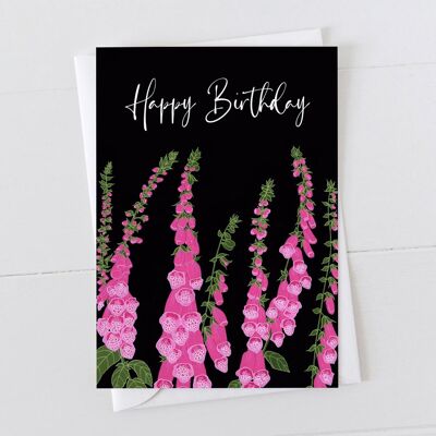 Foxgloves Happy Birthday Card