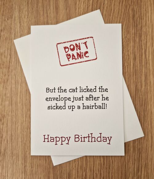 Funny Birthday Card - The cat licked the envelope