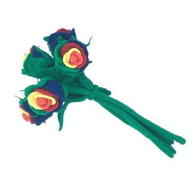 sustainable colored rose - 1 piece rainbow rose - soft wool - hand crocheted in Nepal - crochet flowers bouquet roses color