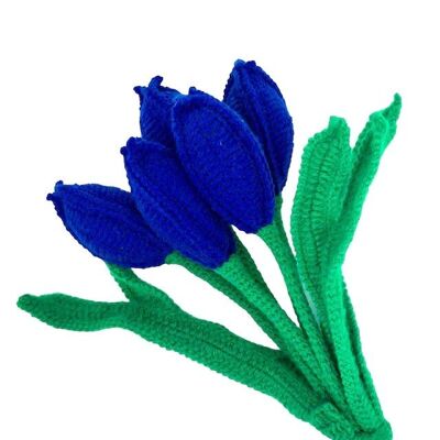 Tulipano olandese blu - Tulipano 1 pezzo - lana morbida - fatto a mano in Nepal - fiore all'uncinetto Tulipano Duth blu